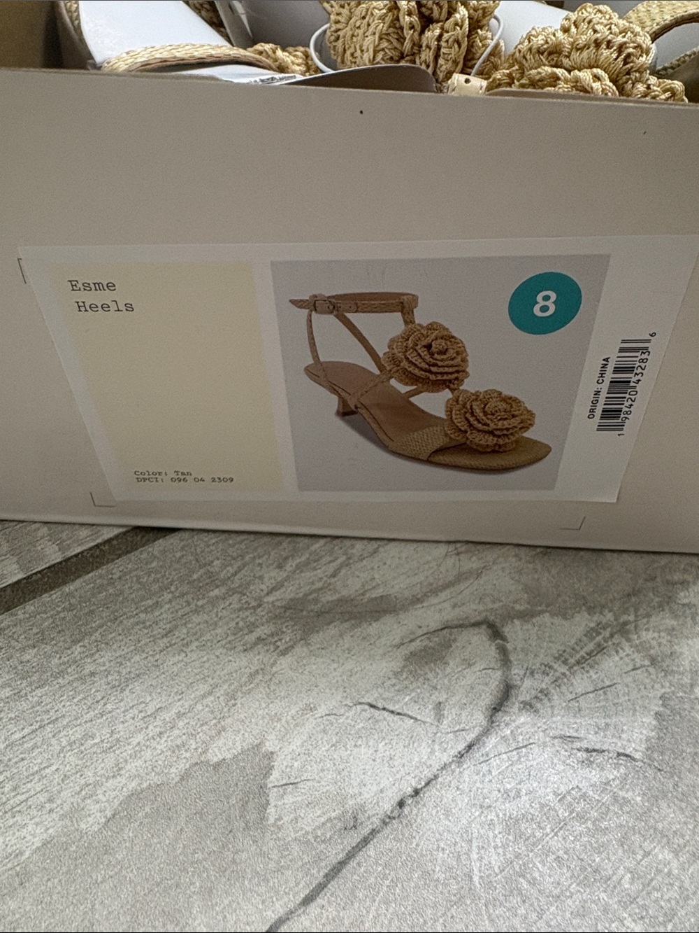 a new day Tan Floral T-Strap Sandal with Rosette Accents